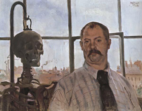 Lovis Corinth Self-Portrait with Skeleton Spain oil painting art